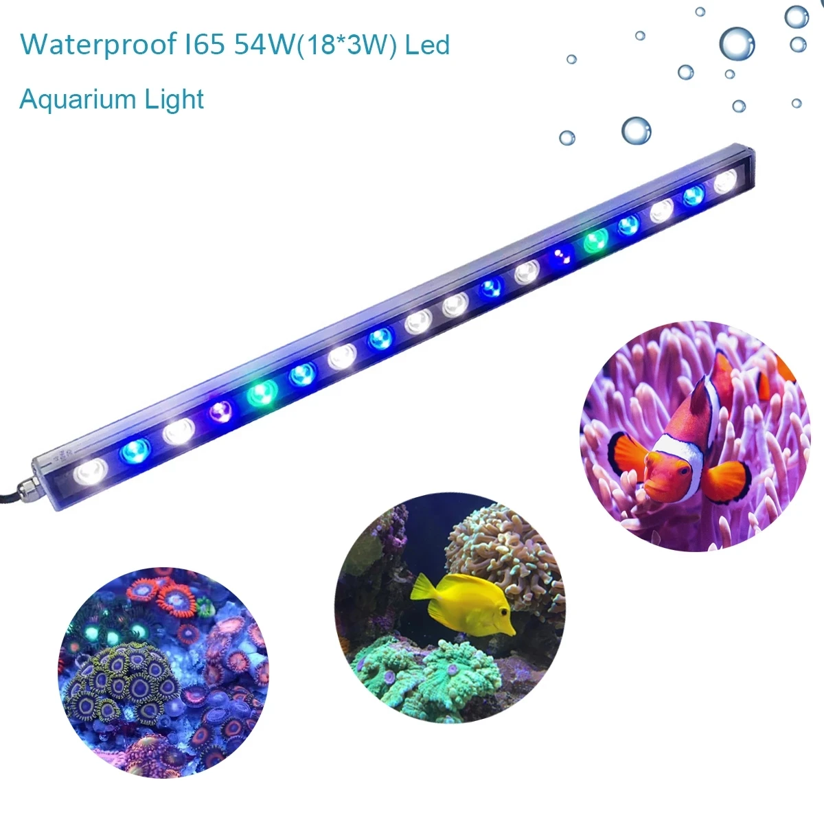 Led Aquarium Light 54W Reef Light 55cm Length Coral Light Designed Color Ratio for Fish Coral Reef Tank