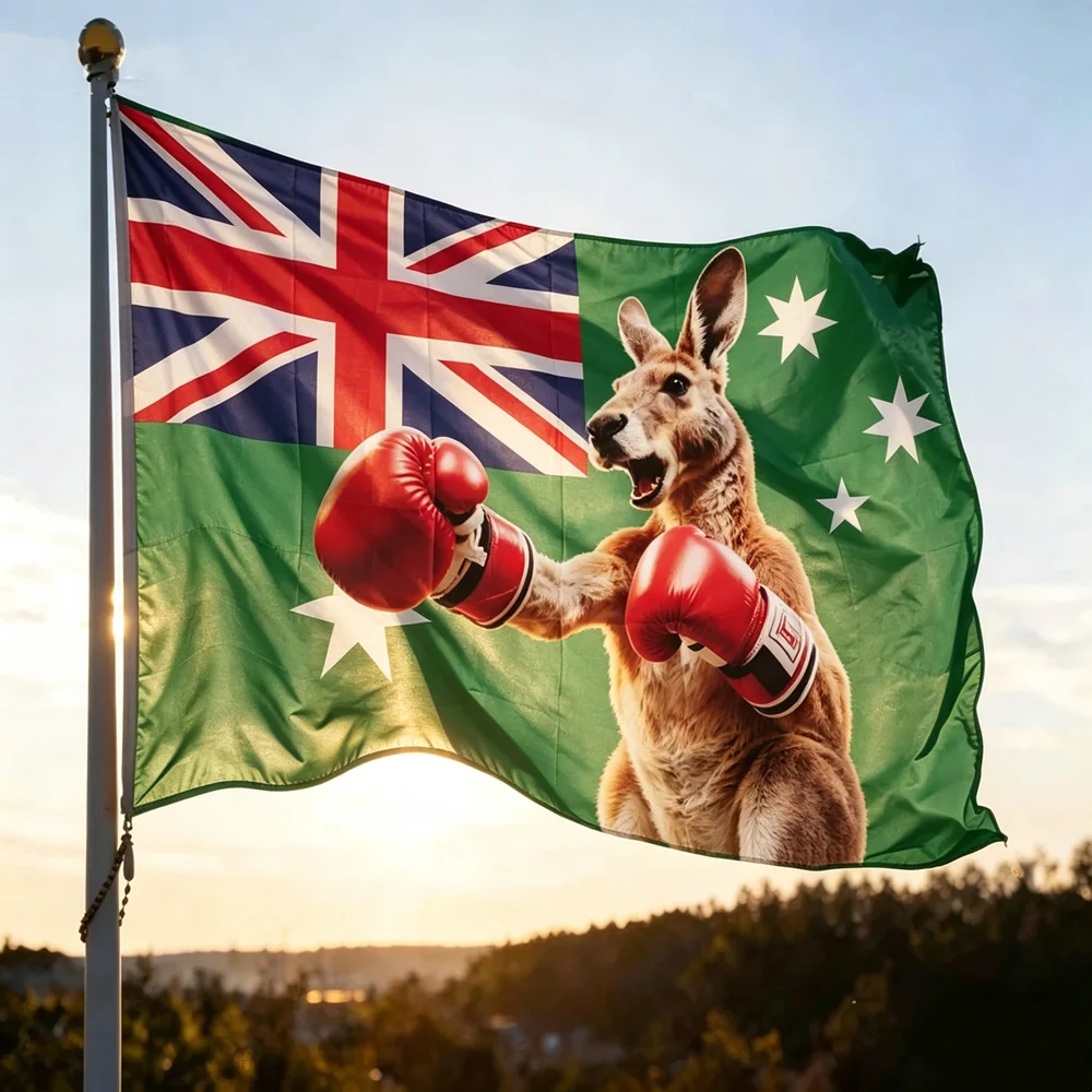 Boxing Kangaroo Australia Flag 2x3ft 3x5ft Polyester Hanging Banner Funny Boxing Kangaroo Pattern Flag Indoor Outdoor Decor