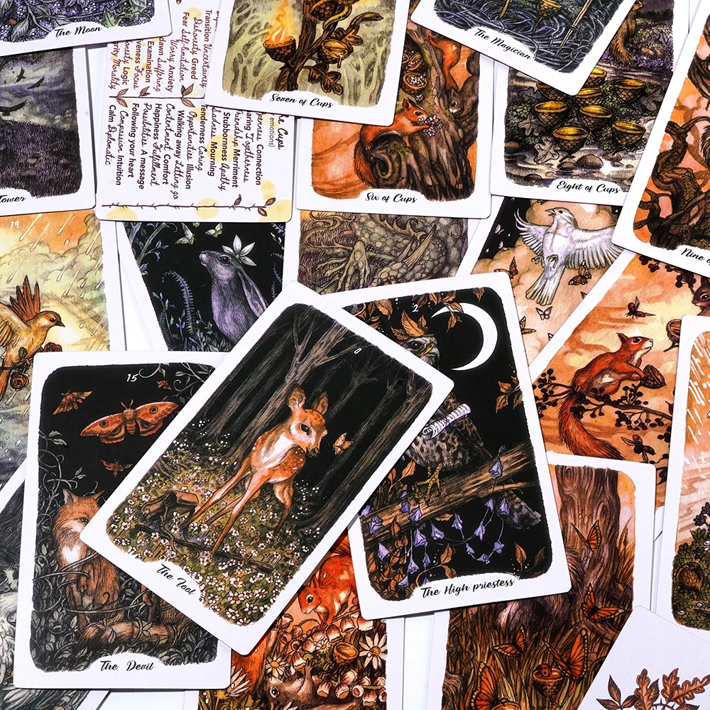 Oak Ash Thorn Tarot Deck Gilded Edge Hardcover Standard Size 12X7CM Fortune Telling Game Divination Tools Gift