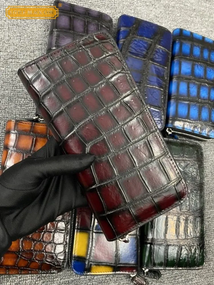 

Мужской повседневный кошелек из натуральной крокодиловой кожи на молнии, длинный кошелек-портмоне, модный дизайнерский клатч, картхолдер, кошельки из натуральной кожи