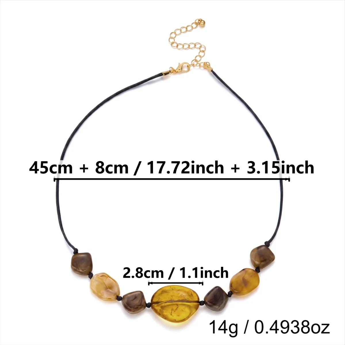 Ästhetische Boho-Halskette mit unregelmäßigen Acrylperlen und schwarzem Seil für Damen und Herren, Retro-Handarbeit, geometrischer Choker, Partyschmuck – Detail 37
