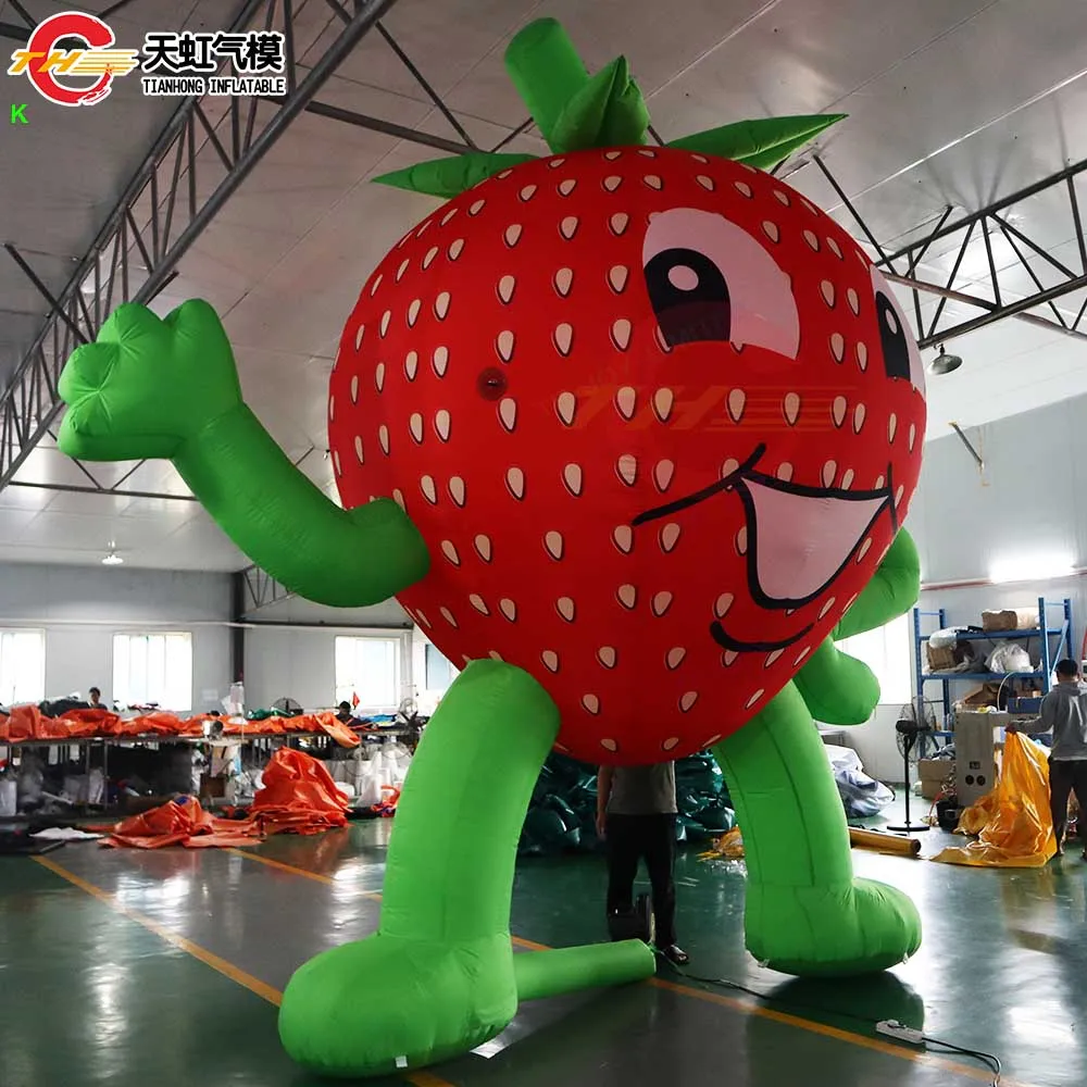 3m/4m/6m 높은 풍선 딸기 복제 빨간 딸기 풍선 마스코트 의상 광고용 공기 풍선