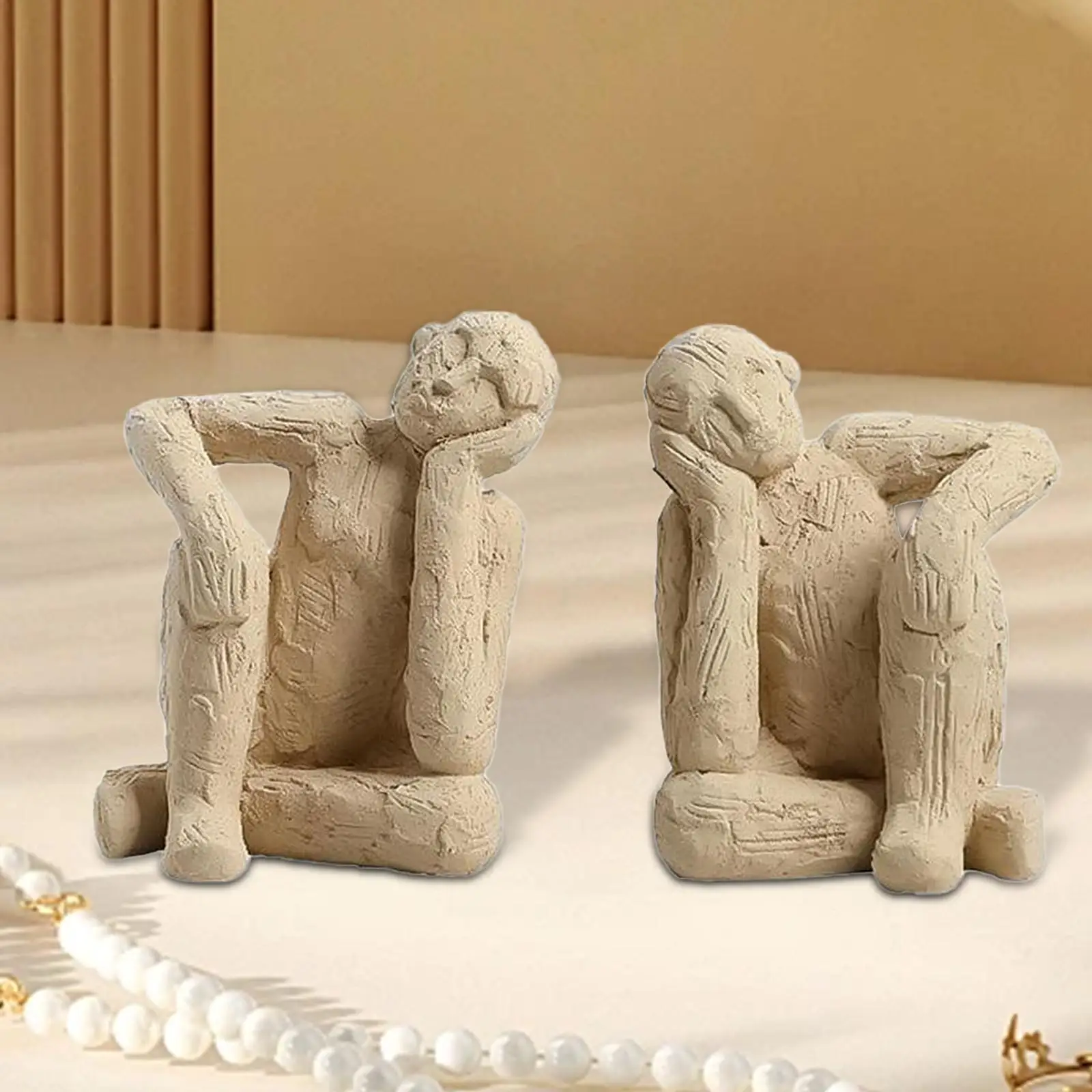 

Thinker Decorative Bookends Portable Minimalism Book Holders Thinker Figurines Bookend for Bedroom Bookshelf Home Cabinet Decor