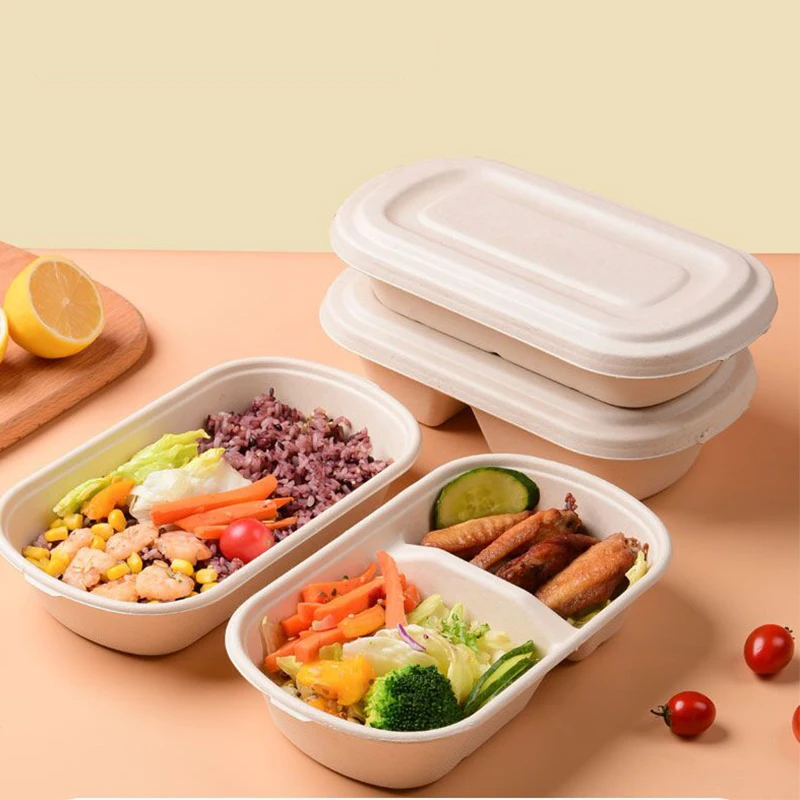 

50 Pack Eco-Friendly Biodegradable Take Out Food Containers Microwaveable Take Out Boxes Leak and Grease Resistant To Go Box