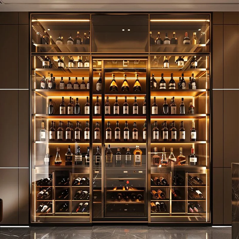 

Constant Temperature Red Wine Cabinet Light Luxury Floor Standing Wine Rack Wine Display Storage Cabinet Home Bar Furniture