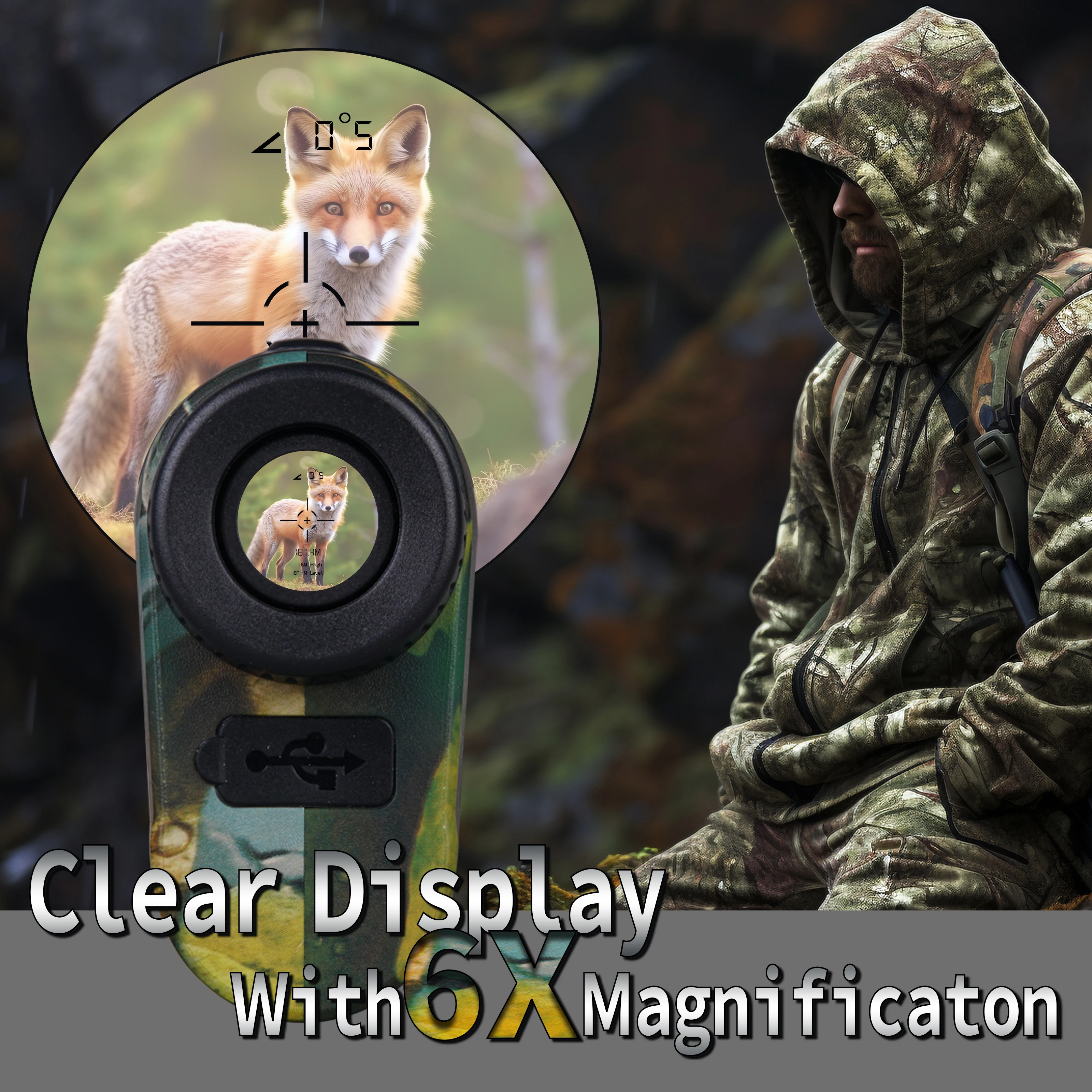 REVASRI Laser Rangefinder for Hunting (Angle, Height, Horizontal Distance) Scanning 600M 1000M Monocular Telescope Range Finder