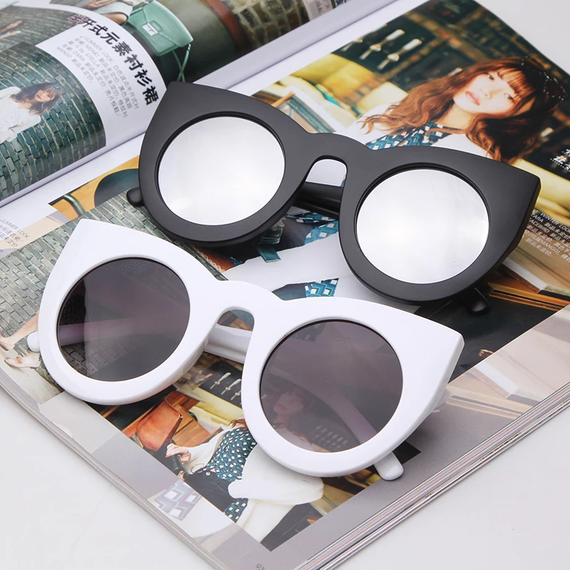 New Trend Round Sunglasses Women Fashion Brand Designer Cat Eye Vintage Large Frame Sunglasses For Women Anti-reflective UV400