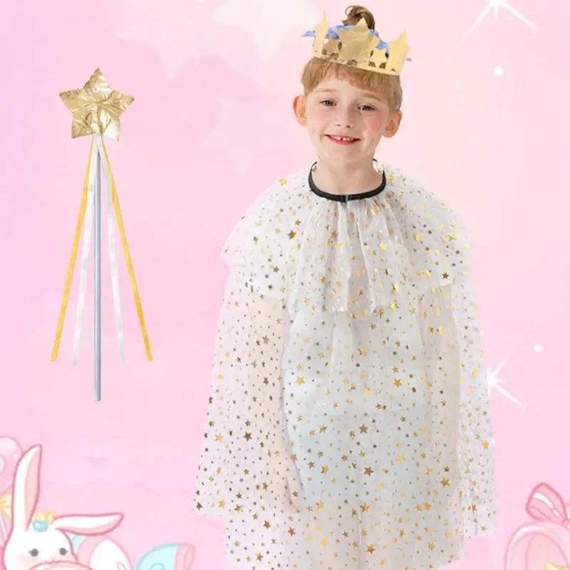2 stks pailletten tule prinses cape prinses mantel met kronen hoofdband prinses verkleden kleding voor kinderen kleine meisjes