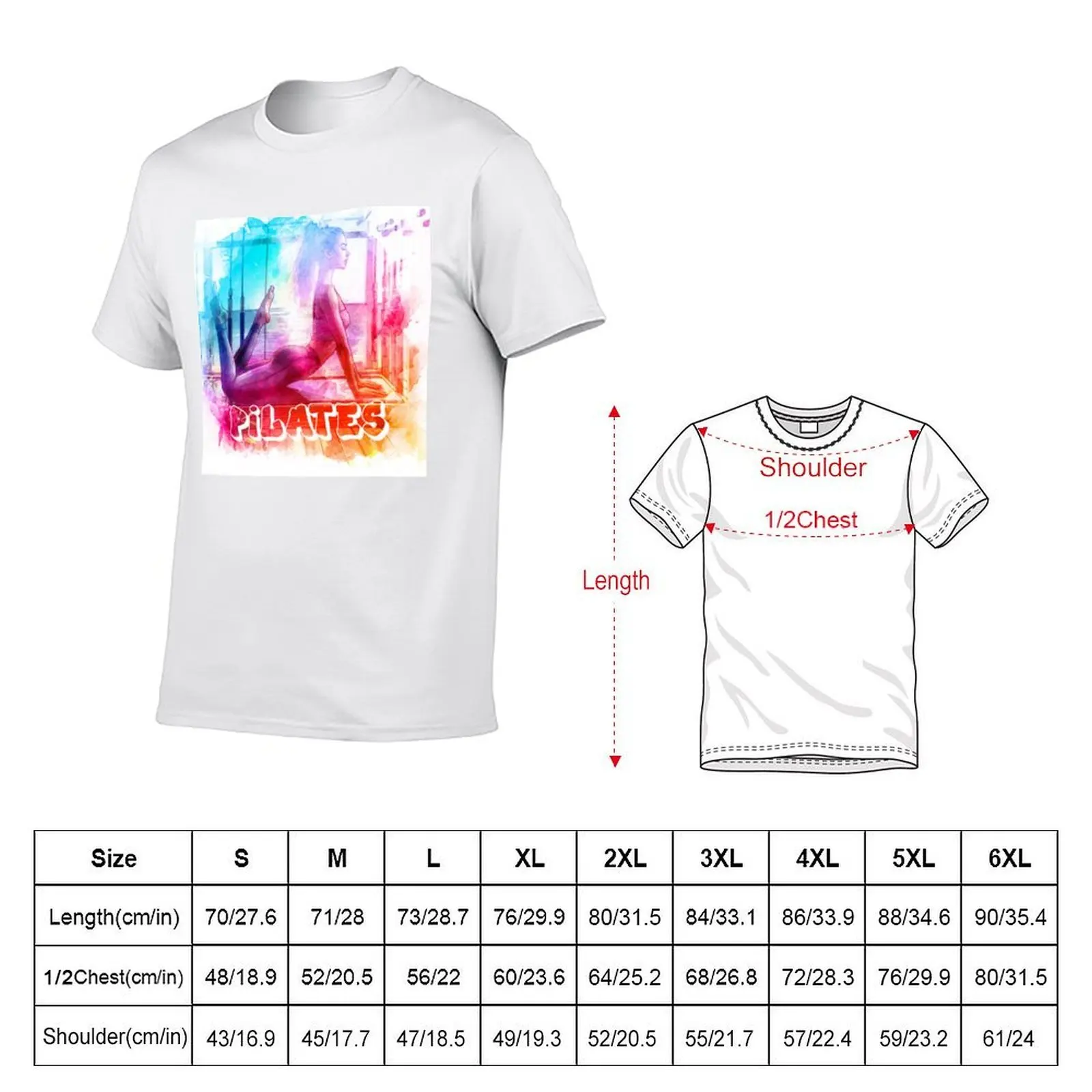 Watercolor Painting Pilates T-Shirt man t shirt cotton high quality t shirts for man cotton essential t shirt T-shirt