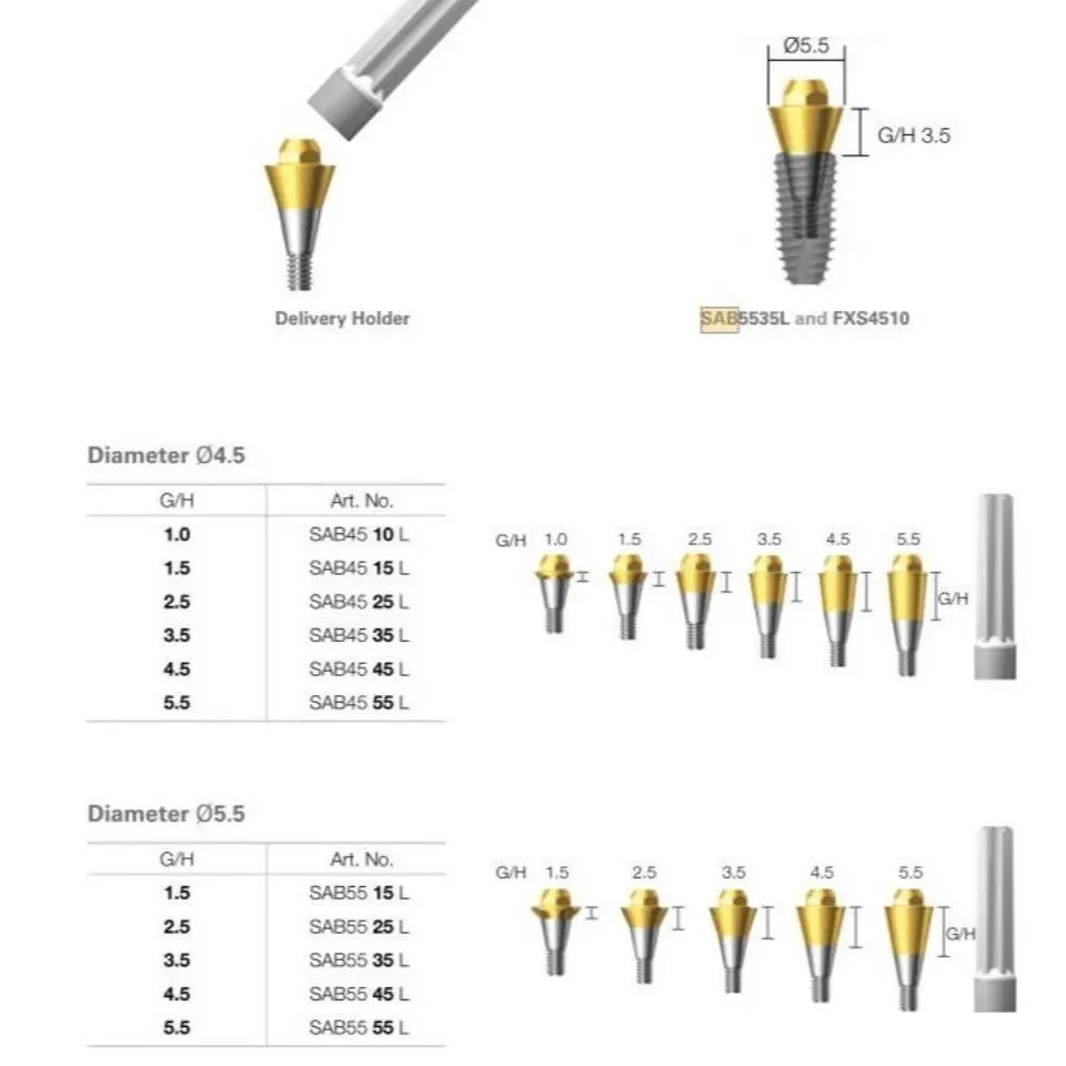 Composite Base Abutment 0 Degree Straight multiunit abutment for Dentium  Dental Implantation Immediately Prosthetic