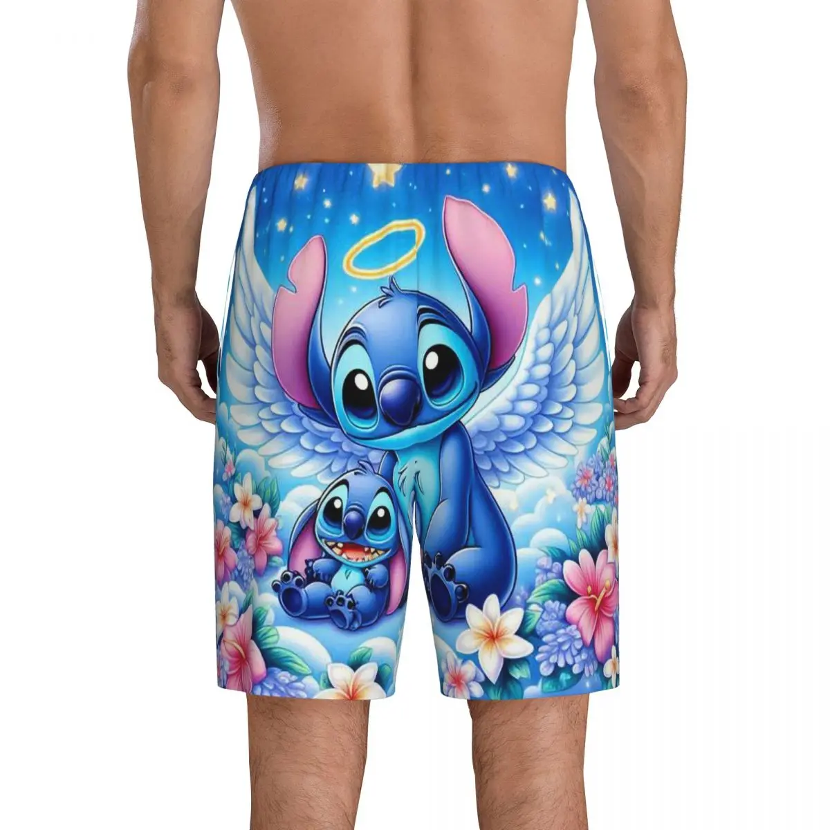 Pantaloncini da pigiama personalizzati con cuciture a forma di cartone animato Pigiama corto da uomo con fondo da salotto elasticizzato con tasche