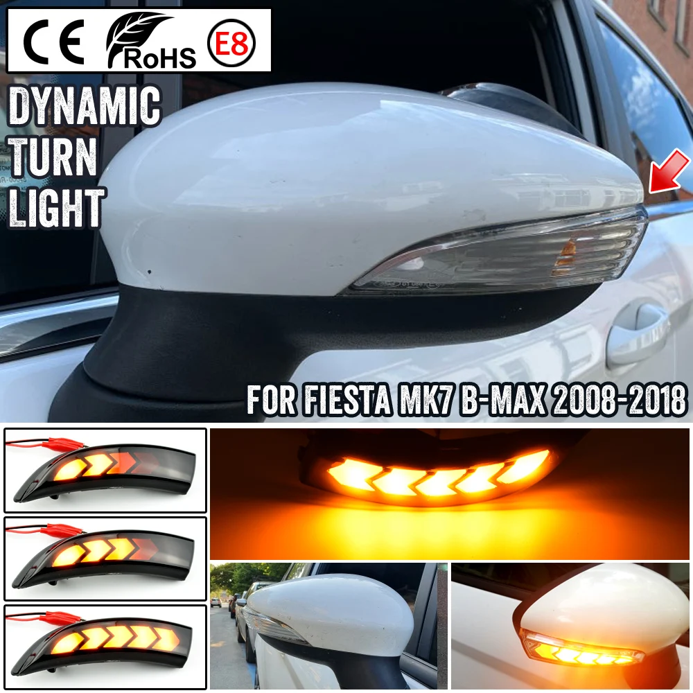 2xFlowing Turn Signal Bicolor LED Light For Ford Fiesta 2008-2017 B-Max 2008-2017 Side Rearview Mirror Dynamic Indicator Blinker