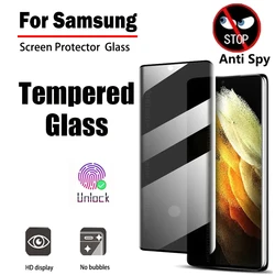 Protecteur d'écran pour Samsung Galaxy, verre de confidentialité, déverrouillage des empreintes digitales, film 5G, Galaxy S24, S23 Ultra, S22, S21 Plus, Note 20