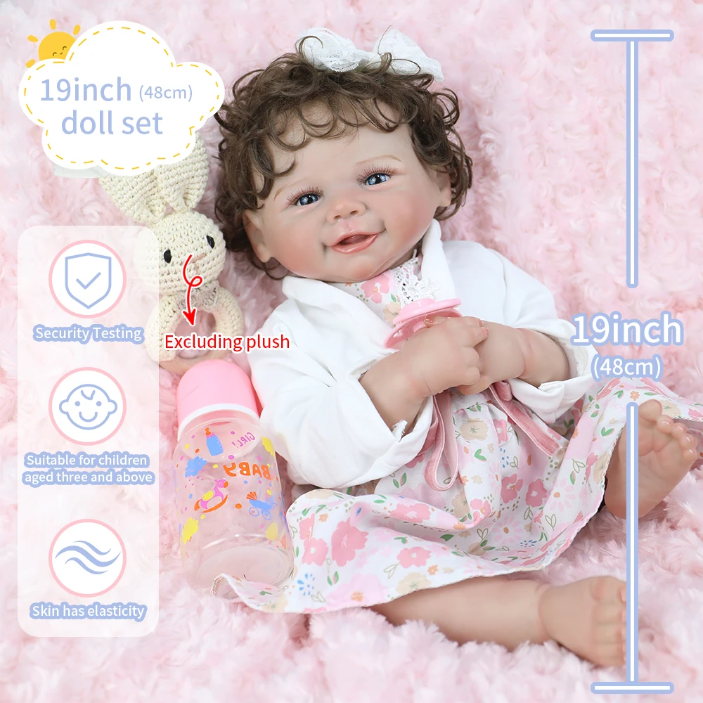 

19-дюймовые реалистичные куклы реборн для девочек Vivienne, реалистичные волосы с ручными корнями, полностью мягкая на ощупь кукла, высокое качество, рождественские подарки