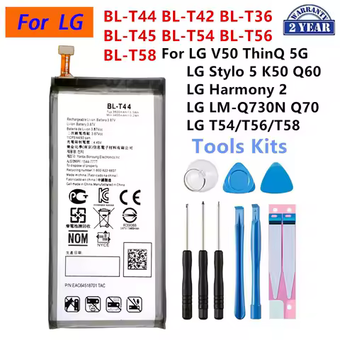 BL-T42 BL-T44 BL-T36 BL-T45 BL-T54 BL-T56 BL-T58 Battery For LG V50 ThinQ 5G LG Stylo 5 K50 Q60 Harmony 2 LG LM-Q730N Q70