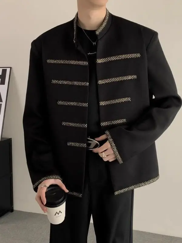 

New Chinese Sle Large Size Men's Bla Suit Jaet Casual Chic Spring Autumn Outerwear Youth Faion Anti-Wrinkle Proc