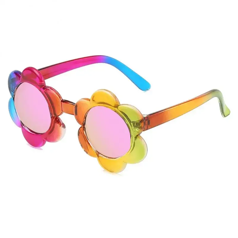 Kids Flower Sunglasses Rainbow Colorful Sun Glasses Cute Round Children Eyewear for Toddler Baby Boy Girls Outdoor Activities