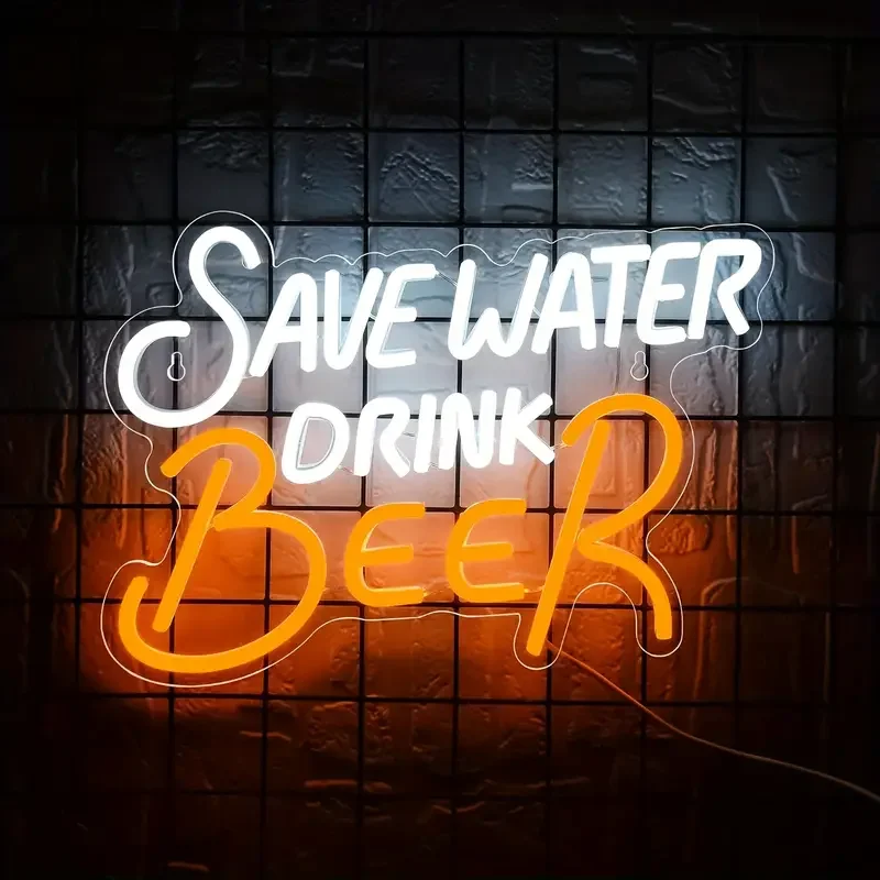 Bespaar water drinken bier neon teken LED dimbaar neonlicht voor wanddecoratie thuis bars pubs man grotten bistro party club decor cadeau