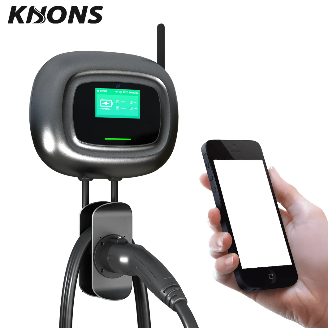 Khons APP control ev charger level 2 32A 16A wallbox 7kw 11kw 22kw wall mounted ev charging station type 2