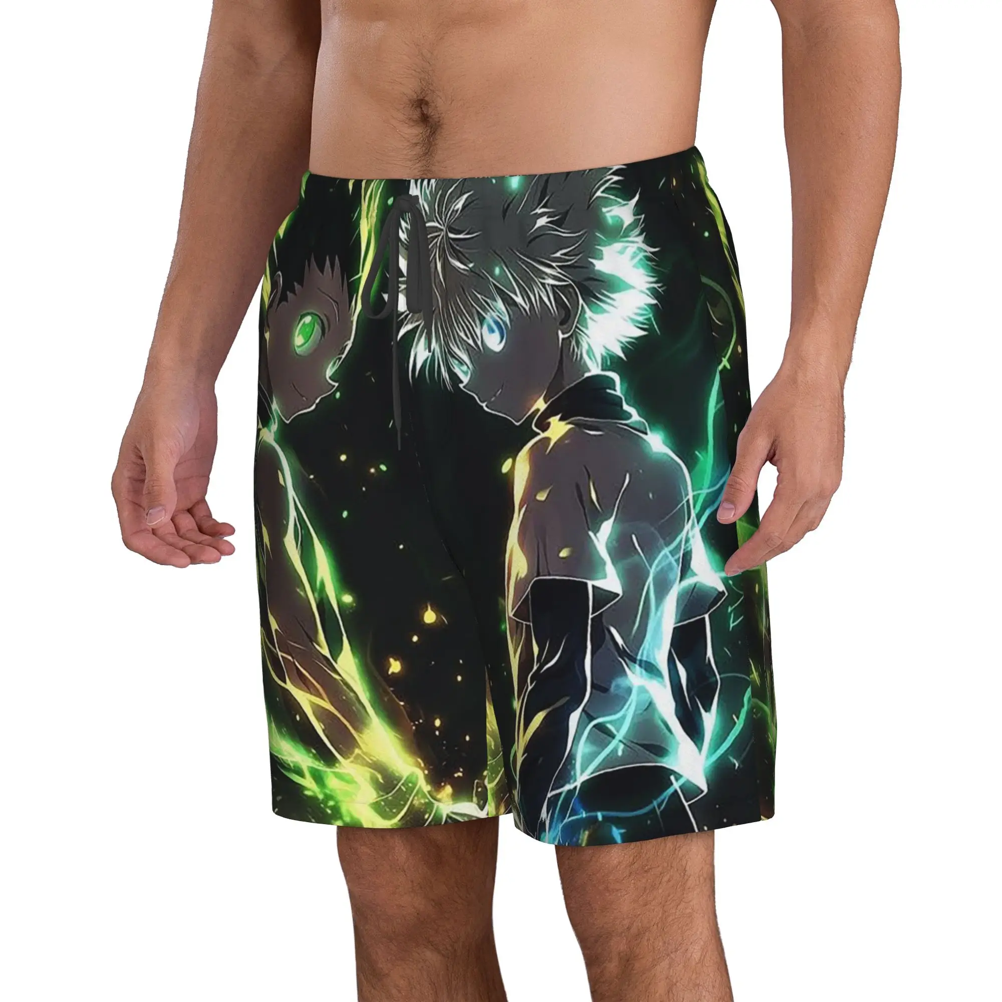 Neon Colorful Hunter X Hunter Anime Trunks Beach Board Shorts Casual Quick Dry Swim Summer Men Pants
