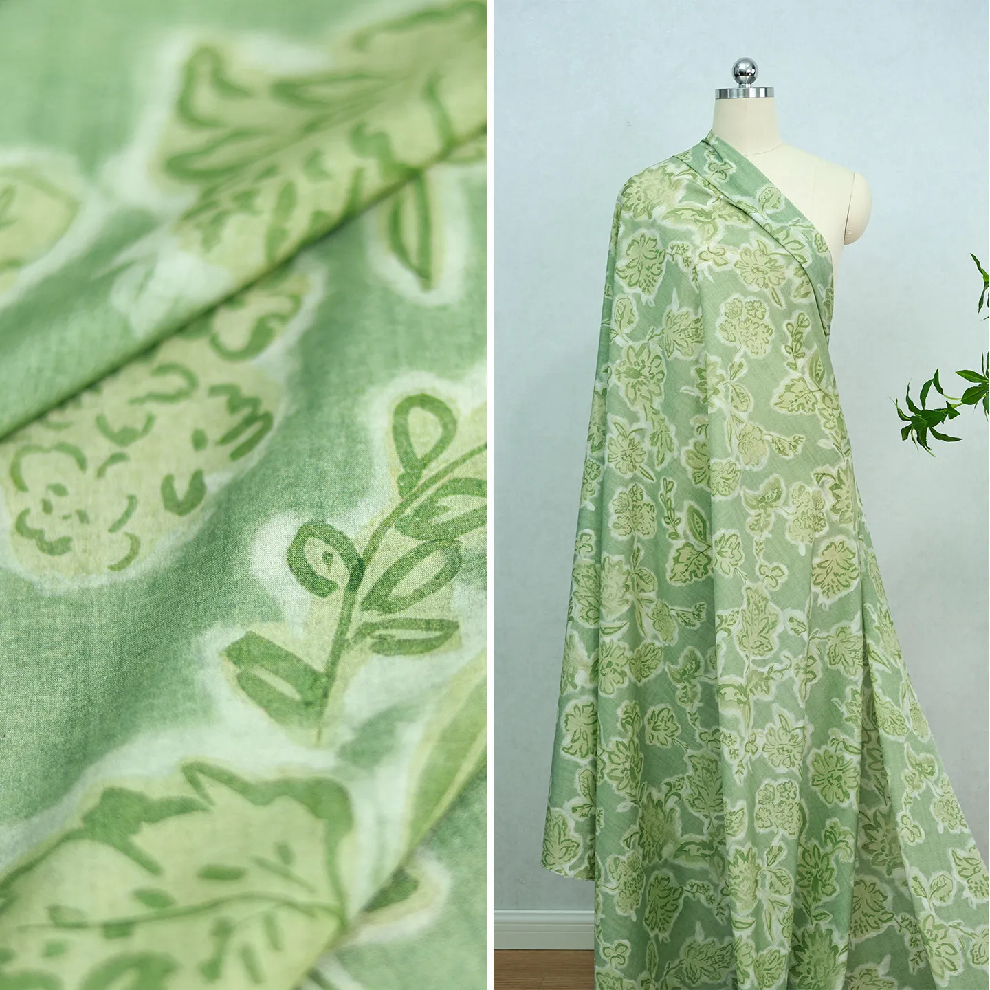 real-silk-fabric-fresh-green-elastic-double-crepe-clothing-designer-skirt