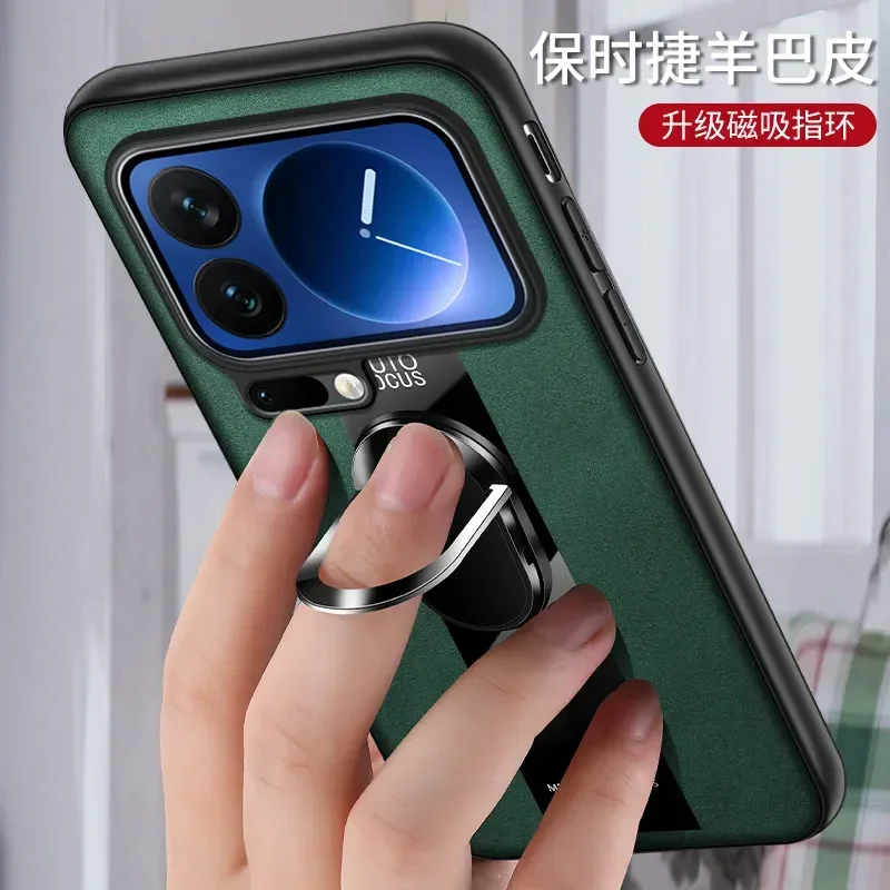 حافظة جلدية PU مضادة للصدمات لهاتف Xiaomi 17 Pro Max غطاء حامل حلقي مغناطيسي من جلد الغنم لهاتف Xiaomi MI 17Pro Max Shell