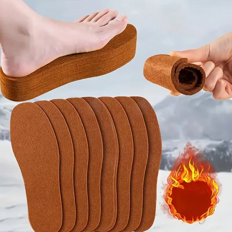 Plantillas de fieltro de lana merina súper gruesas para hombres y mujeres, calor, absorbe la humedad, Control de olores, inserciones térmicas de invierno para botas