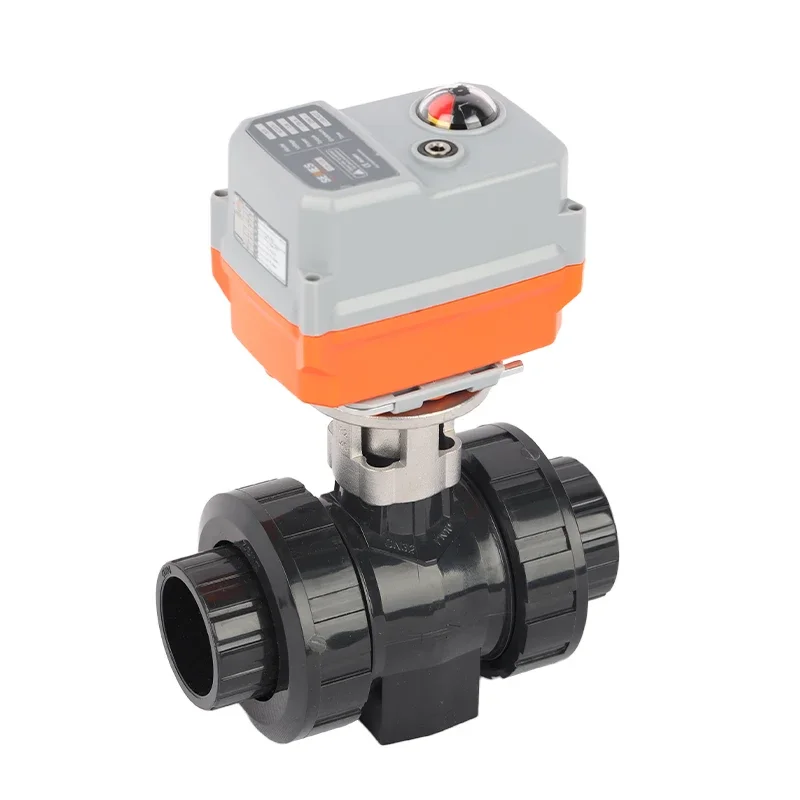 12v motorized automatic valve 2 way pvc 24v dc electric motor operated proportional control water union actuator ball valve