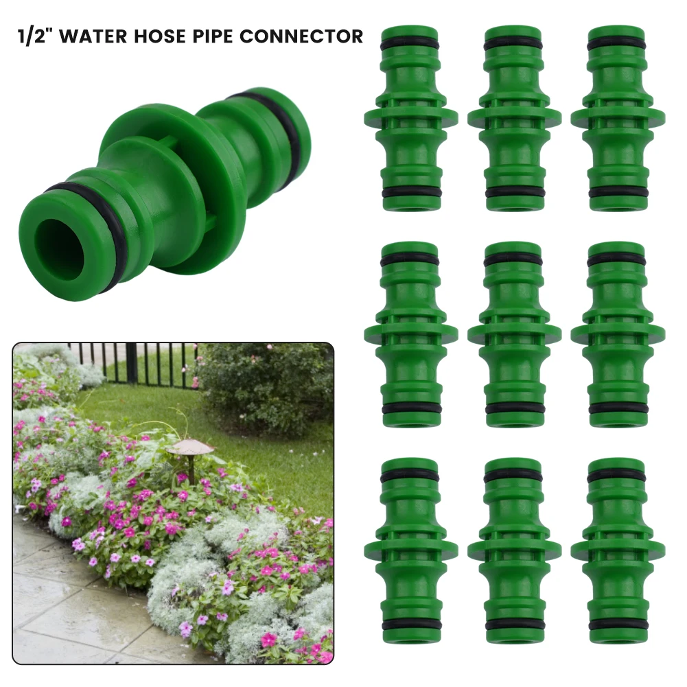 

10 Pcs Hose Pipe Connector Double Male Plastic Quick Fix Click On Rubber O Ring For Garden Watering Hose Connecting Adapter