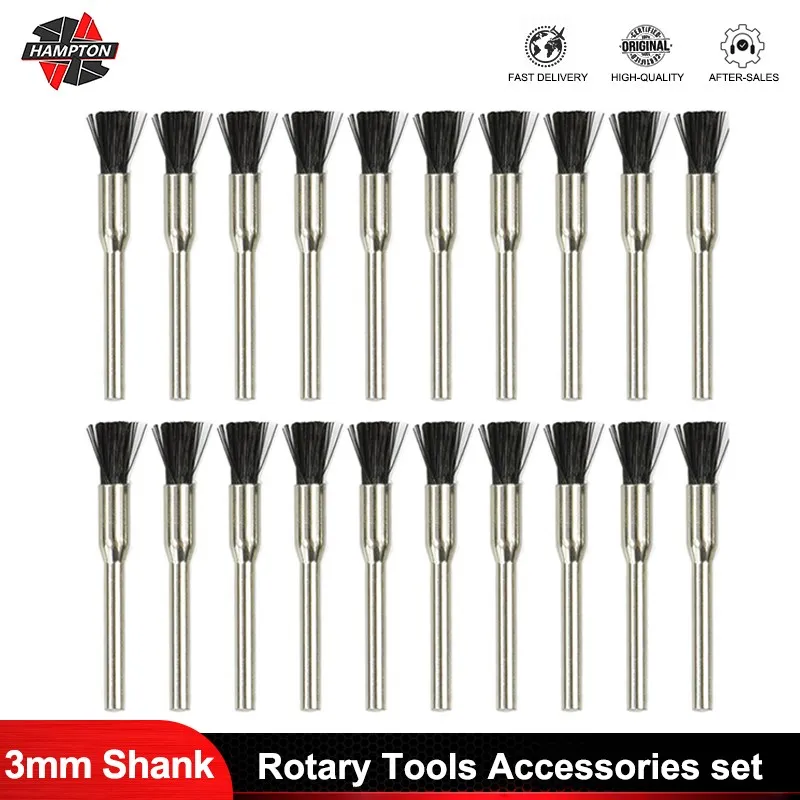 HAMPTON Sikat Kawat Nilon 3.0Mm Shank Abrasive Alat Poles Bit untuk Dremel Rotary Alat Aksesoris