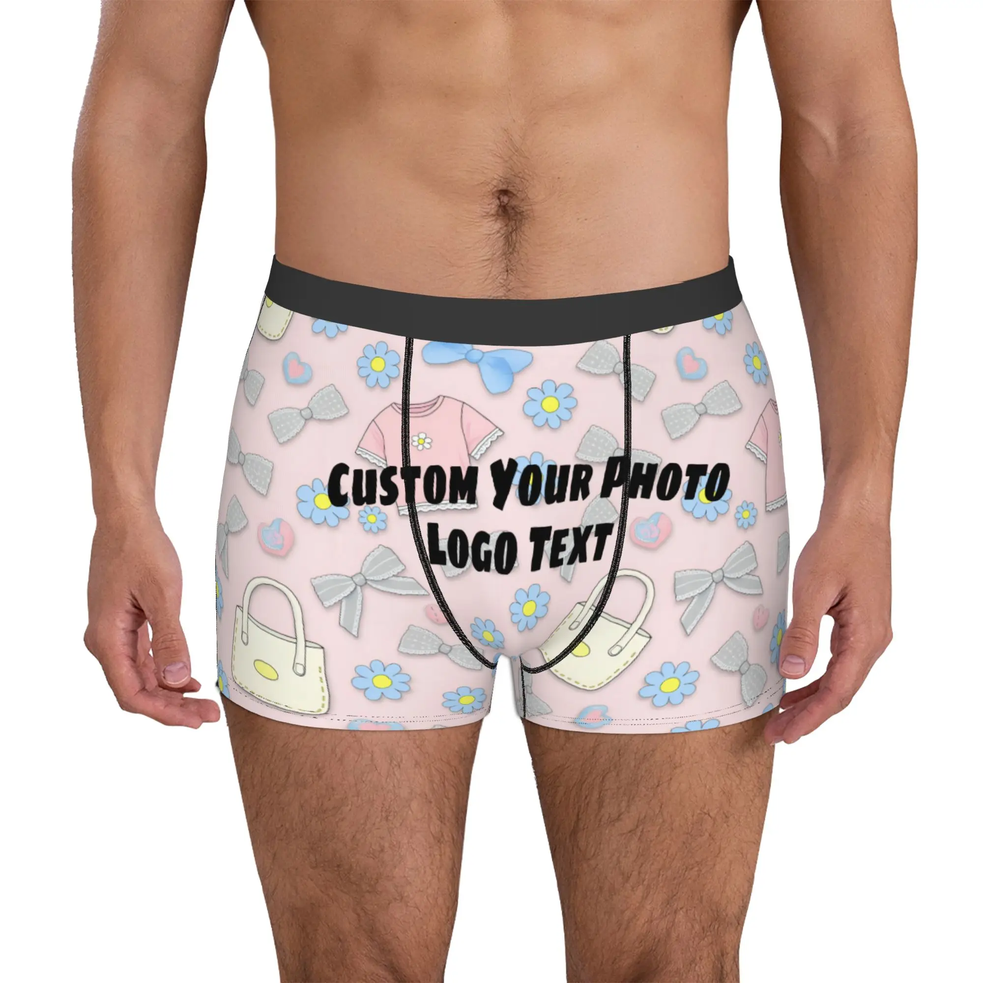 Custom Male Novelty Custom Your Photo Logo Text Underwear  Boxer Briefs Breathable Shorts Panties Underpants