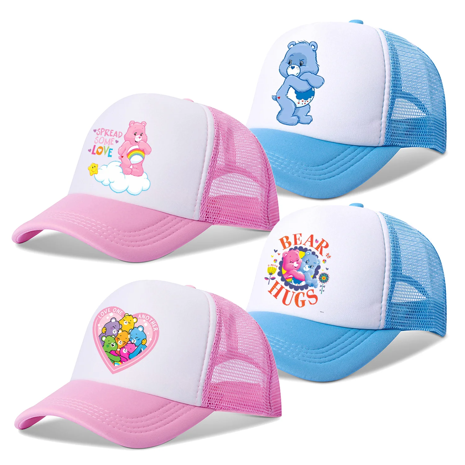 Caring Bears Boys Girls Baseball Cap Sports Sunbonnet Summer Cute Decoration Headgear Breathable Parent Children Mesh Hat Gifts