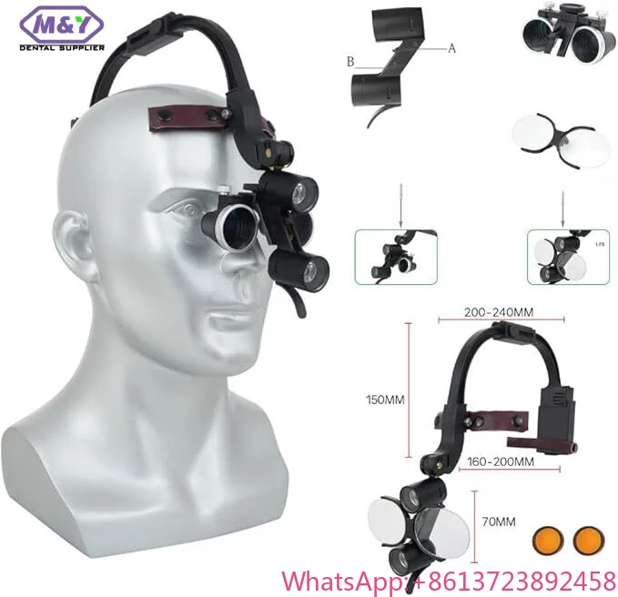 

Medical Dent al Headlamp with 2.5X 3.5X Loupes Magnifier Wireless Surgical Headlight Plastic Operation Lamp