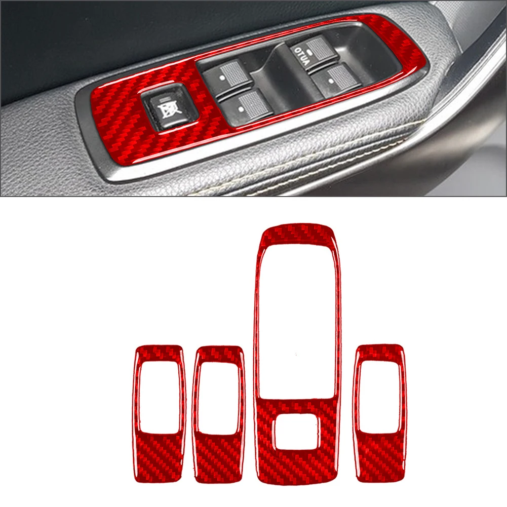 Power Window Switches Button Covers Window Lift Switch 4Pcs For Ford Ranger Sport 15-2022 Red Right Hand