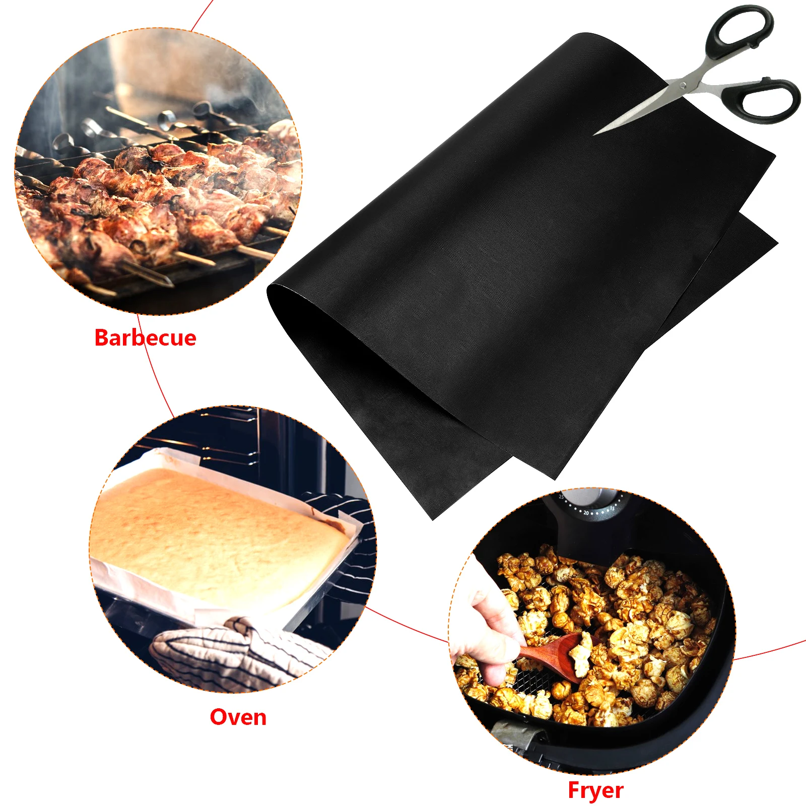 

6 Pcs Non Stick Oven Liners Glass Resistant Barbecue Grill Mats Baking Cooking Reusable for Oven Gas Stove