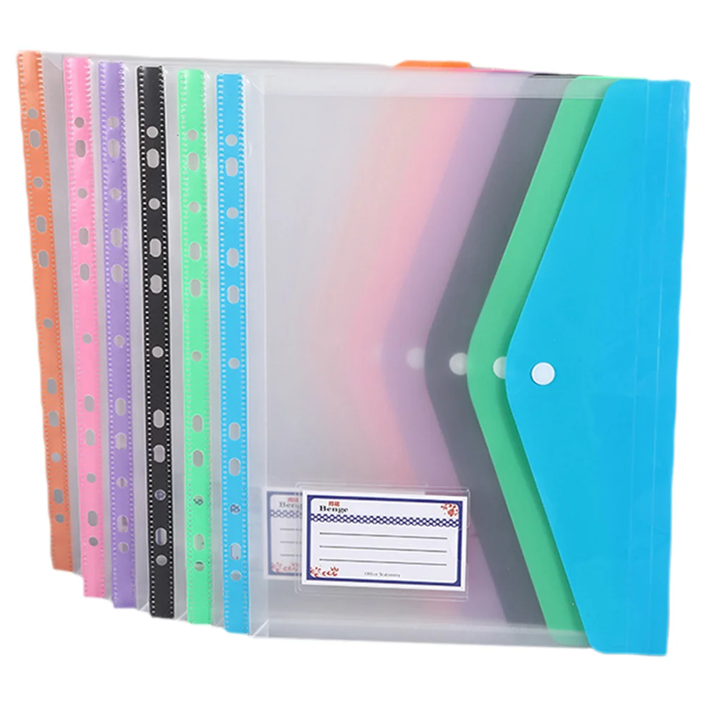 6 Pcs Binder Bag Green Student Use Card Documents Bags Pp File Snap Button Pockets