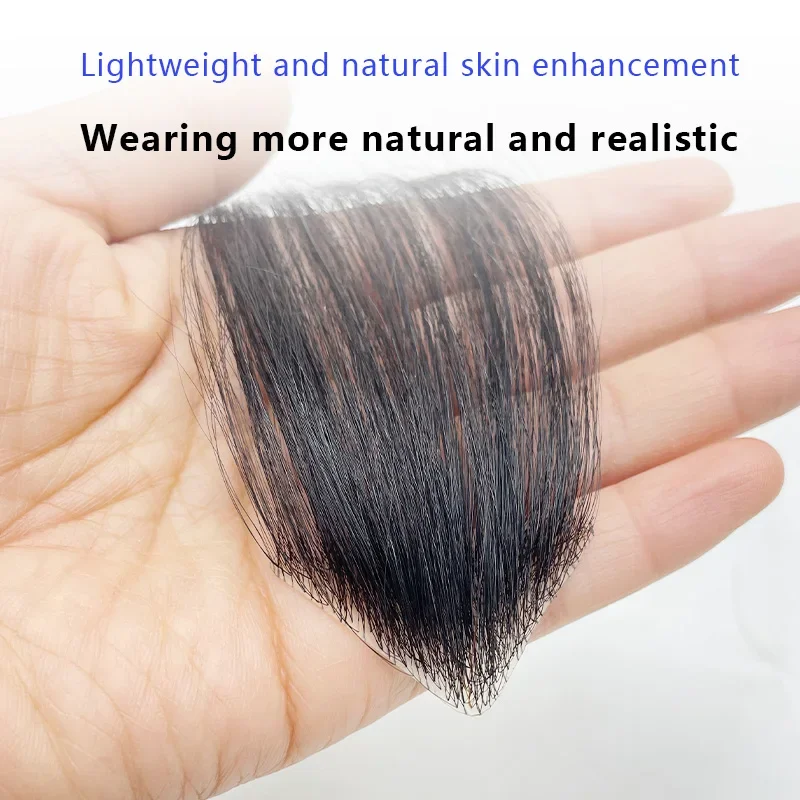 Forehead Patch 100% Human Hair Hairpiece Sideburns Toupee Invisible Seamless Ultra Thin Skin PU Men\'s Hairline Sideburn Patch