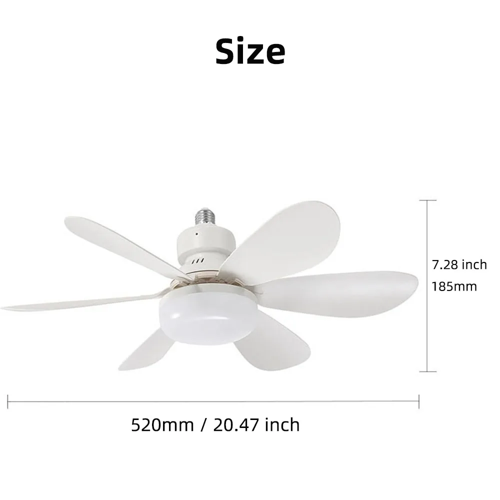 Ventilatore da soffitto a LED da 40 W con telecomando Base E27 Temperatura colore luce dimmerabile Adatto per camera da letto Soggiorno Cucina Studio