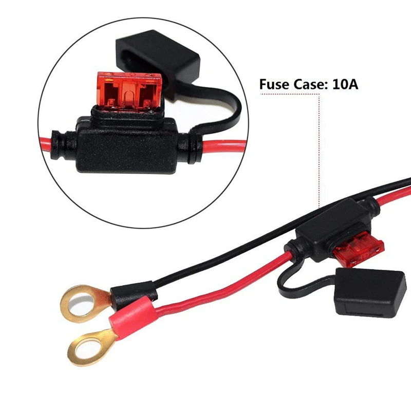 Ring Terminal Cable - SAE To O Ring Terminal Harness Quick Connect/Disconnect Ring Terminal Assembly, 10A Fuse