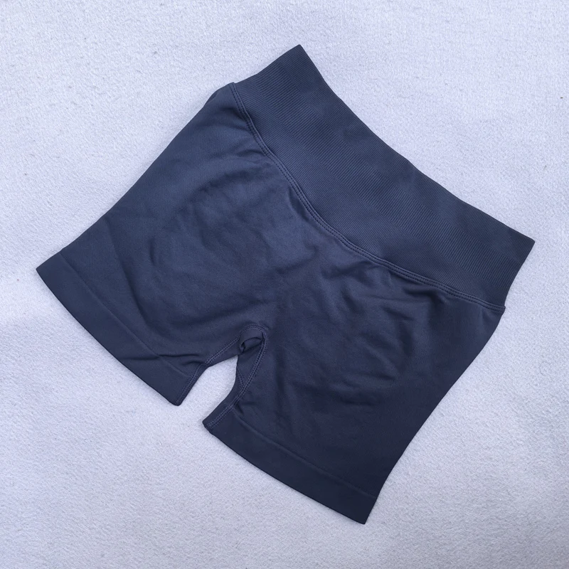 No Logo Sexy V Back Low Ribbed Waist Band Yoga Shorts Seamless Scrunch Bum Workout Gym Shorts Booty Hight Stretch Running Shorts