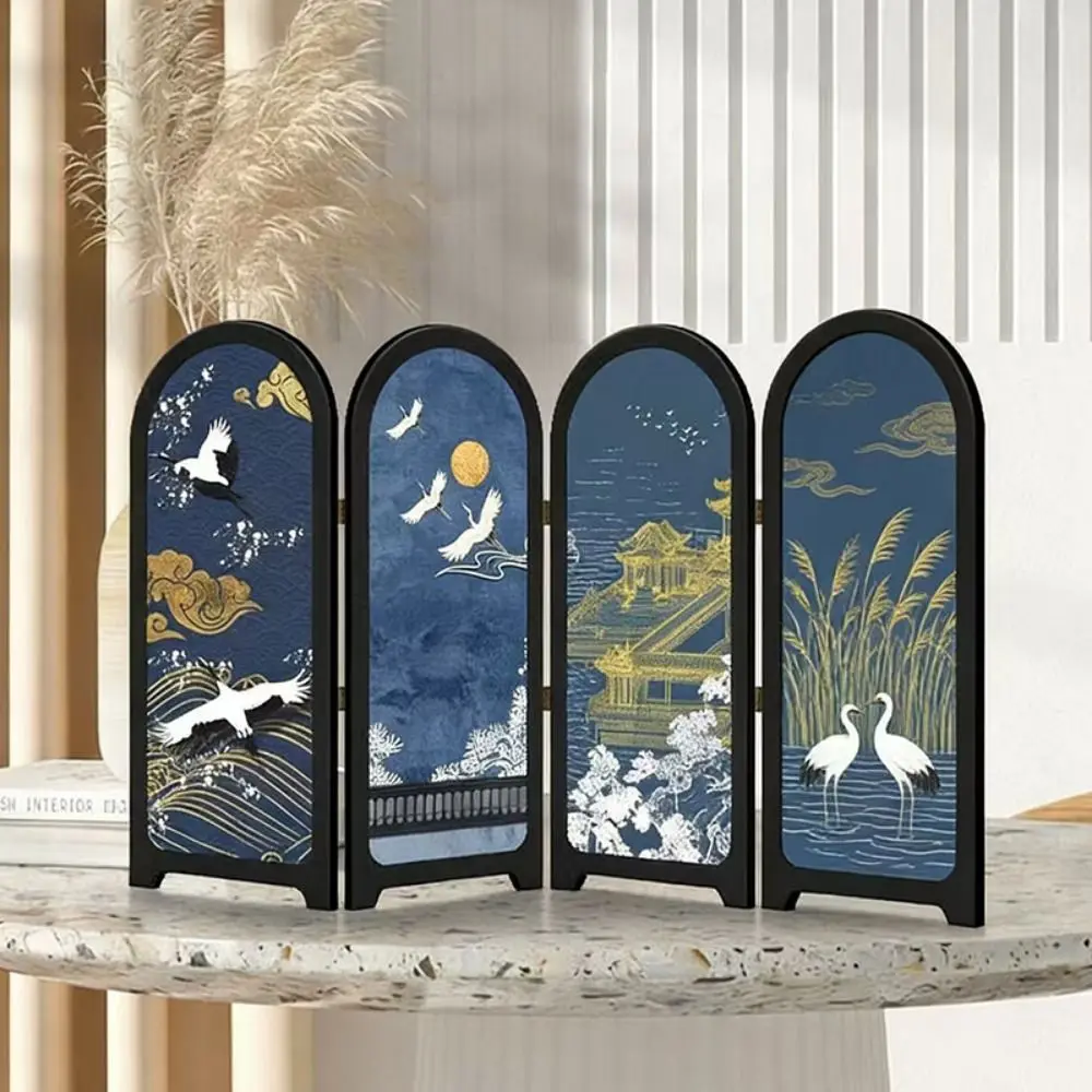 Multicolor Miniature Folding Screen Chinese Retro Tri-fold Quadruple Fold Desktop Scene Layout Model Small Size 1:12 Scale
