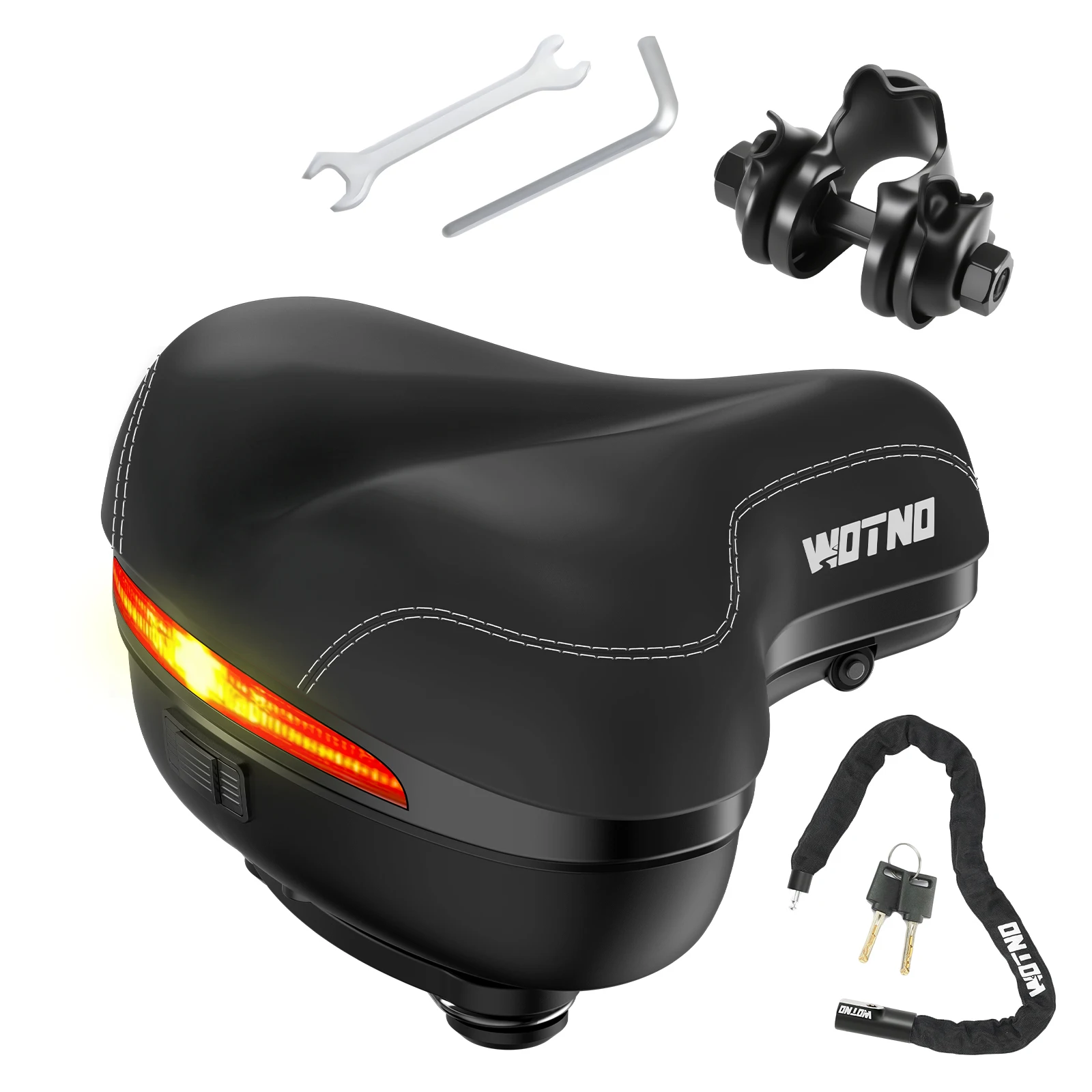 

Bike Seat Cushion for Men And Women with Storage Compartment And Strobe Light Dual Shock Absorbing Memory Foam Waterproof Wide