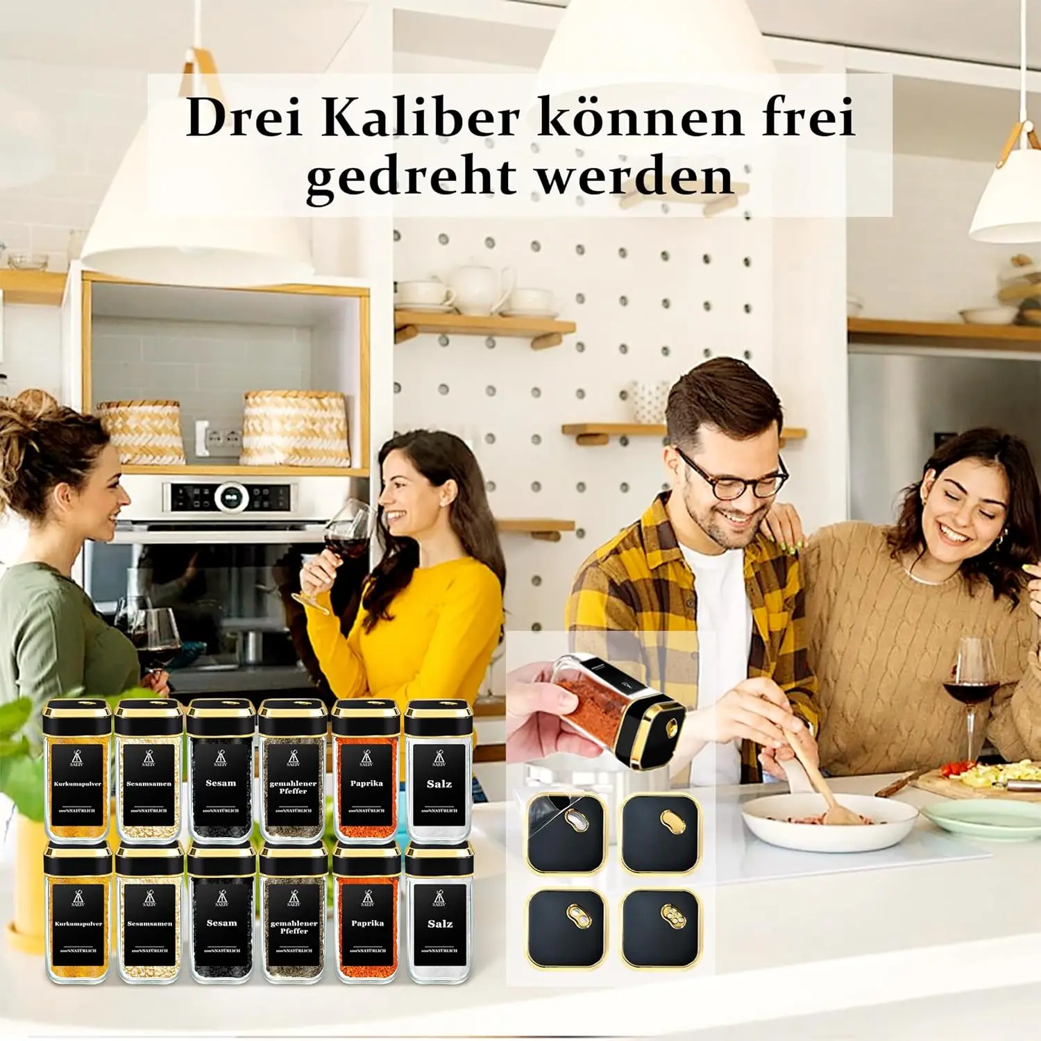 SIAZIH Versiegelte Gewürzgläser mit Deckel, 12/24-teiliges 120ml Glasgläser-Set, komplett mit Etiketten, Trichter und Bürste, Gewürz-Organizer für die Küchen-Gewürzaufbewahrung, Gewürzgläser. – Detail 8