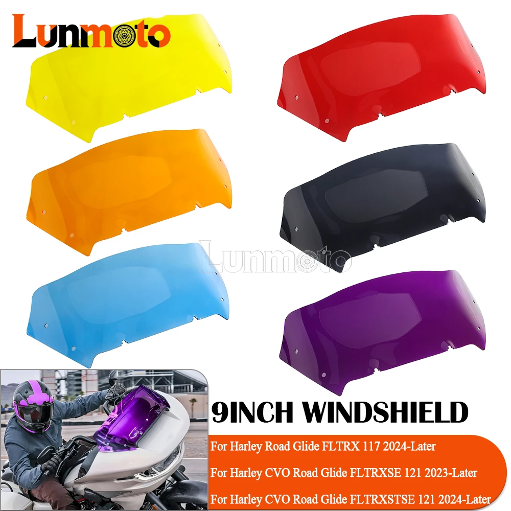 

9inch Motorcycle Windscreen Deflector Cover Windshield For Harley Road Glide FLTRX 117 CVO FLTRXSTSE FLTRXSE 121 2023 2024 2025