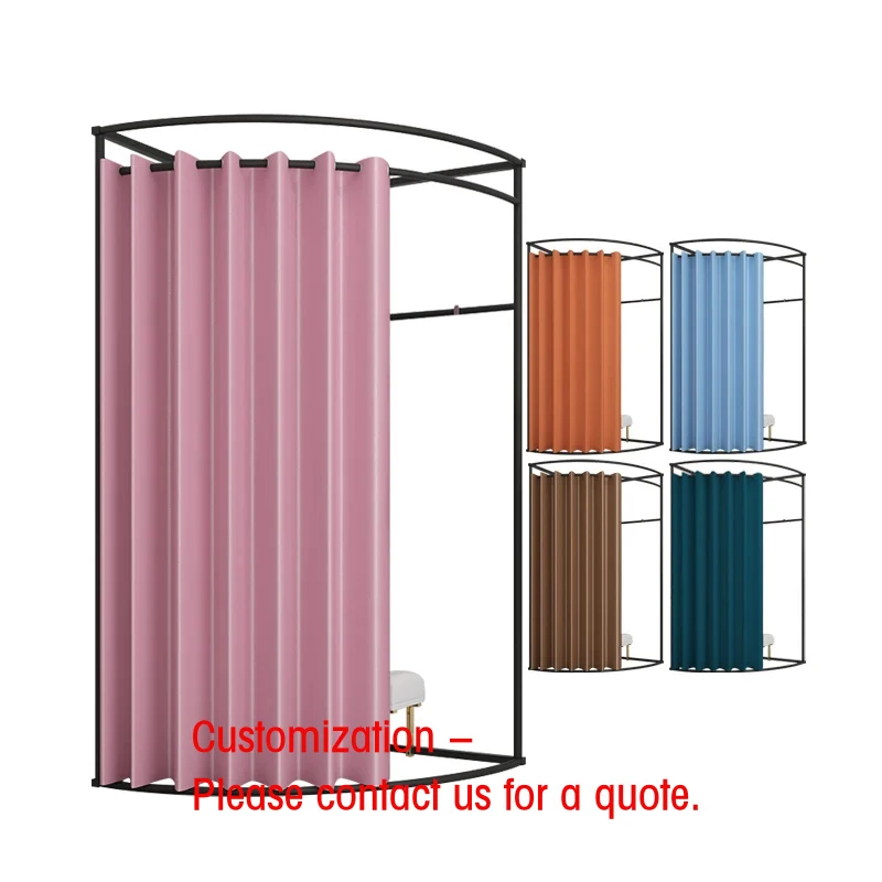 custom.Luxury Dressing Rooms Clothing Retail Shop Modern  Changing Room Metal Boutique Mobile Fitting Room With Curtain
