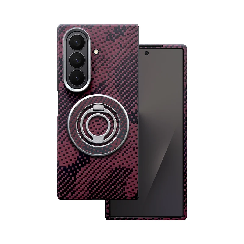 

Genuine 1500D Kevlar aramid fiber Phone Case For Samsung Galaxy Z Fold7 rotating bracket Magnetic charging shockproof back Cover