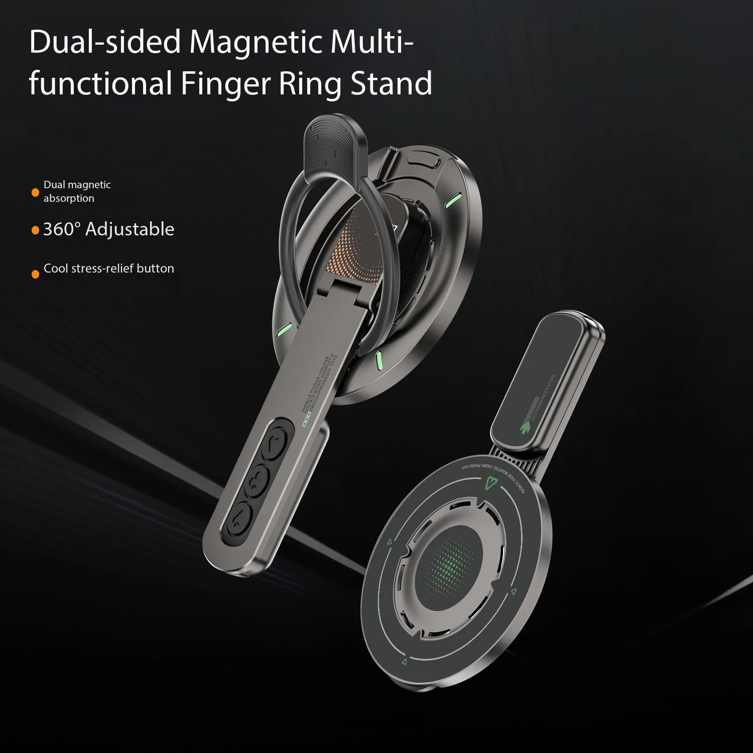 360 °   Rotierender doppelseitiger magnetischer Handy-Ringhalter für Magsafe Phone Grip Stand Universal verstellbare Desktop-Halterung