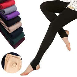 2024 Jesienno-zimowe damskie grube ciepłe legginsy Candy Color Brushed Charcoal Stretch Thermal Fleece Pants Trample Feet Leggings