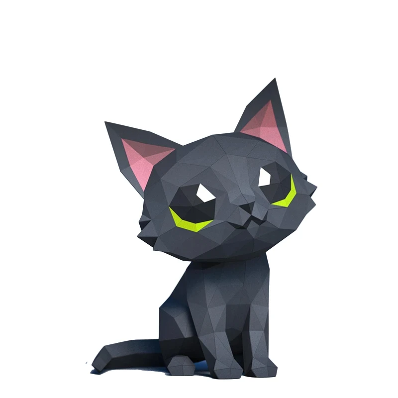 Leuke Kat Kitten 3D Papier Model Papercraft Kunst Creatieve Handgemaakte Ornamenten Home Decor Kamer Vloer Bureau Decoratie DIY Puzzels Speelgoed