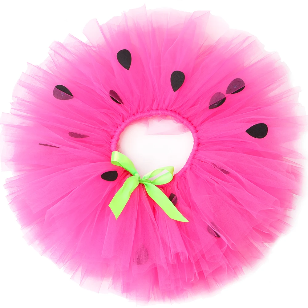 Girls Strawberry Tutu Skirt Costume Red Pink Fluffy Baby Girls Mini Tulle Skirt Toddler Kids Performance Dance Tutus Pettiskirt